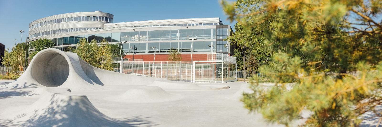 Общий вид на общественное пространство NikeEHQ HomeCourt Skate Landscape