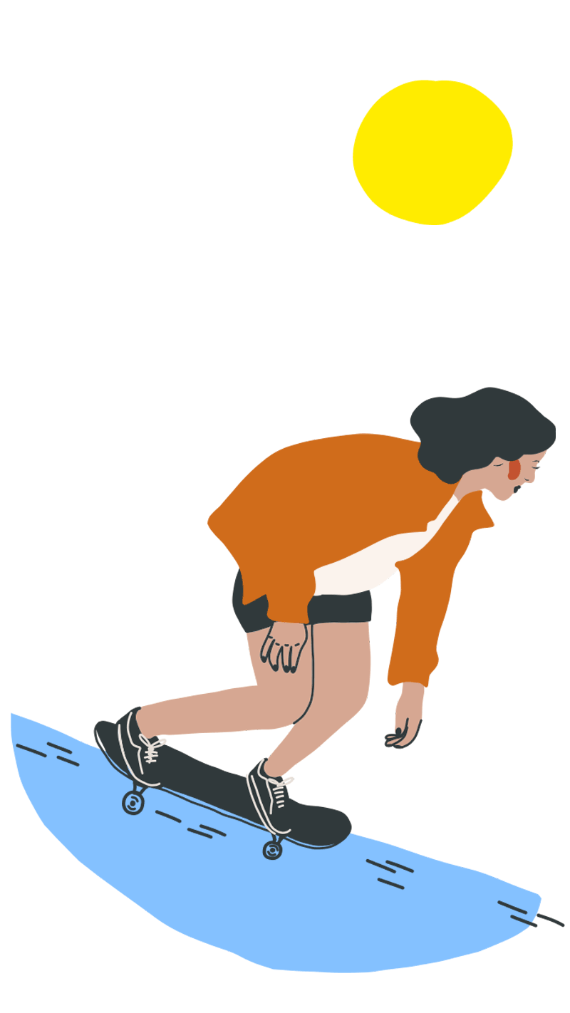 Гиф-изображение девушки, которая едет на скейтборде